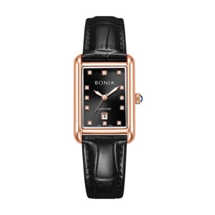 Bonia Elegance BNB10912-2537 Black Leather Strap Women Watch 